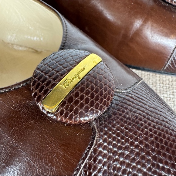 Salvatore Ferragamo Red Brown Leather Heels Women's Shoes Vintage size 9 - Picture 3 of 10